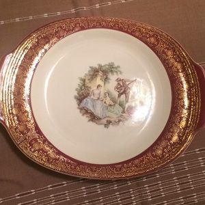 Collectible 22 k gold burgundy cake plate Serenade